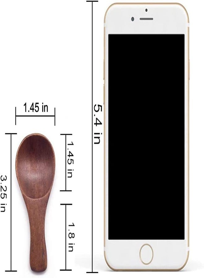 إكسفور مجموعة من 10 ملاعق خشبية صغيرة، ملاعق خشبية مدمجة للملح والعسل والقهوة والشاي والسكر، ملاعق خشبية صغيرة، لون بني (3 بوصات) - Image 5